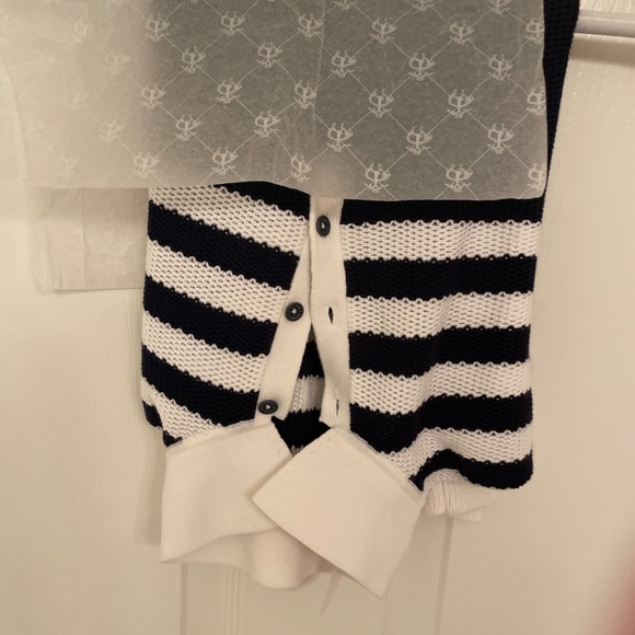 NWT Brooks Brothers' red fleece' navy stripe short sleeve sweater /Medium - Picture 10 of 13